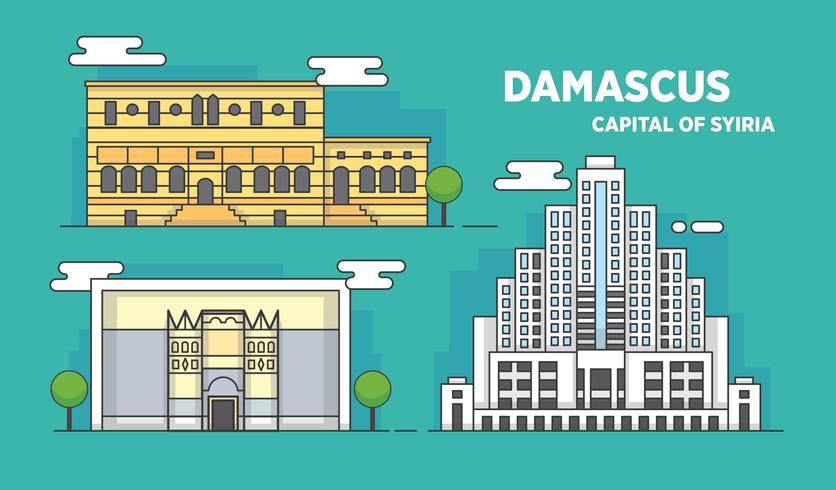 Damaskus-Markstein-Stadtgebäude-Vektor-Illustration vektor