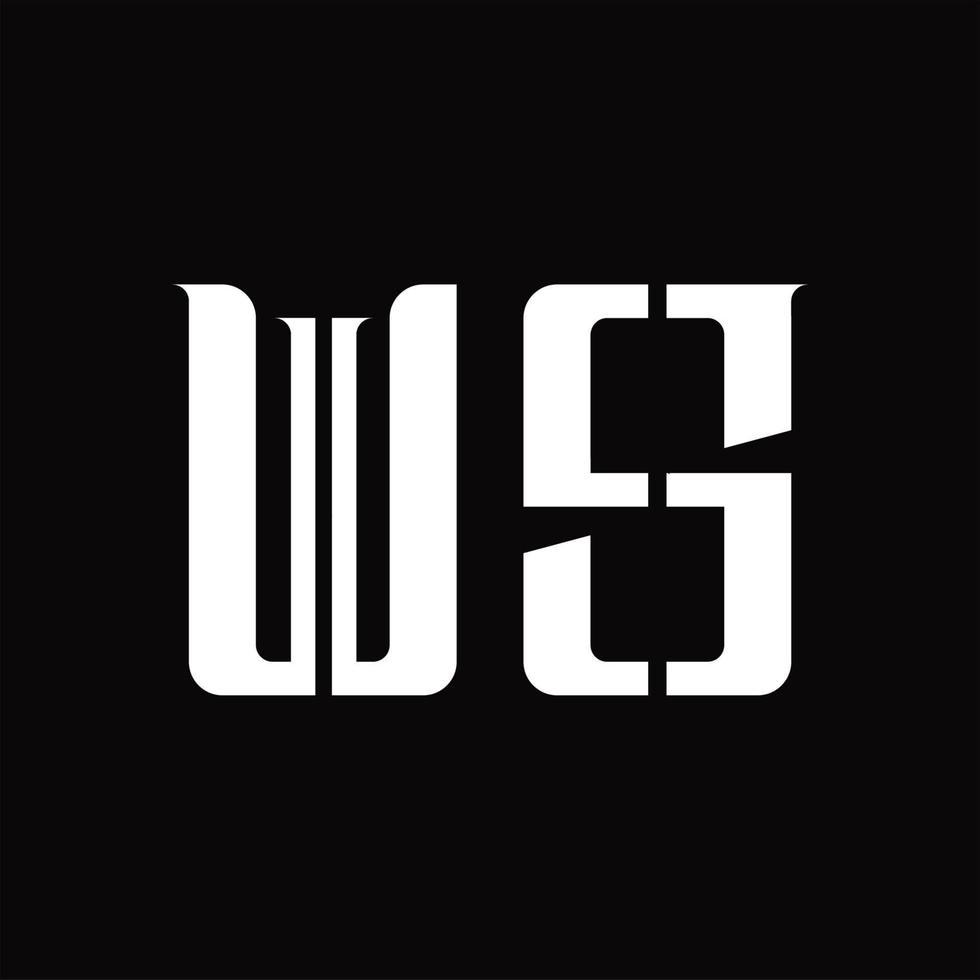 ws logotyp monogram med mitten skiva design mall vektor