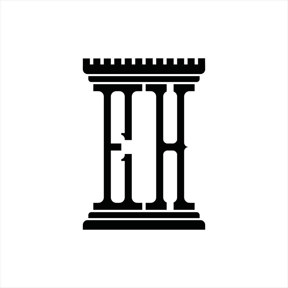 eh-Logo-Monogramm mit Säulenform-Designvorlage vektor