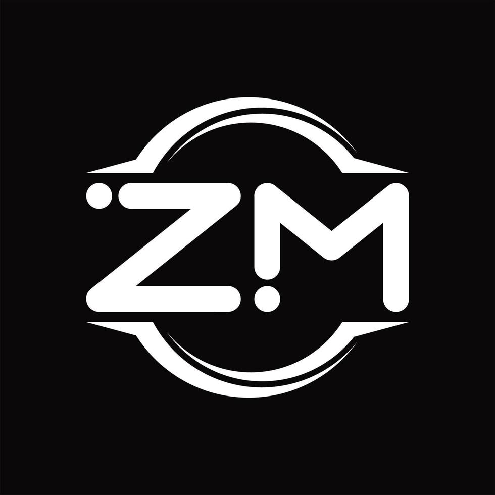 zm-Logo-Monogramm mit kreisrunder Scheibenform-Designvorlage vektor