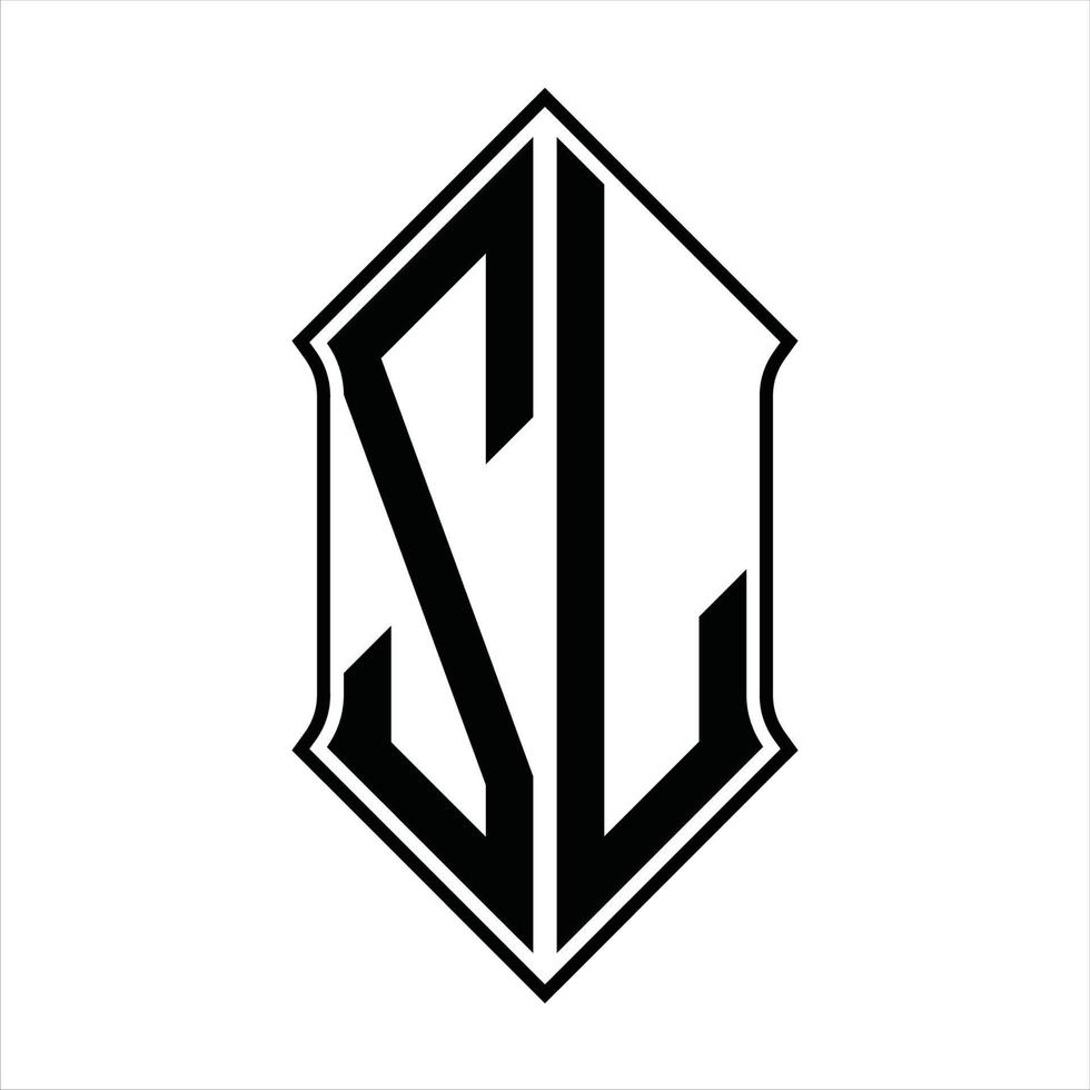 zl-Logo-Monogramm mit Schildform und Umriss-Design-Vorlage Vektorsymbol abstrakt vektor