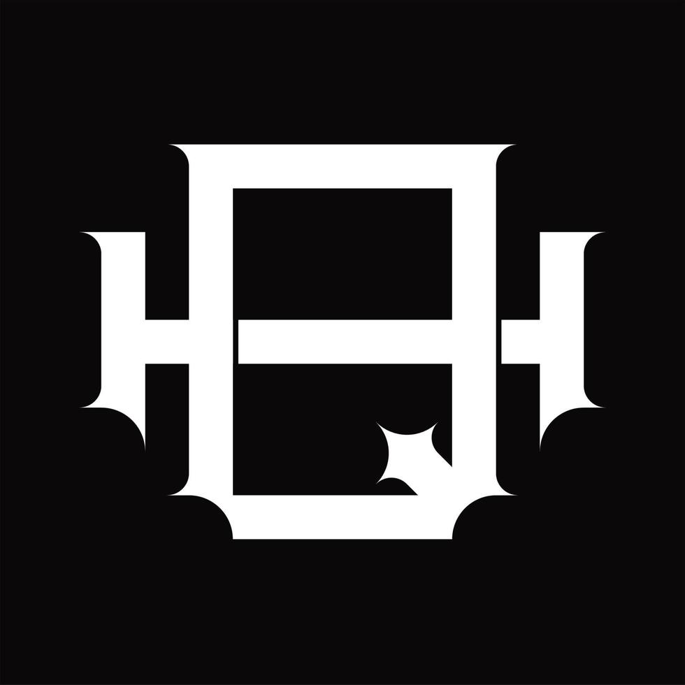 hq-Logo-Monogramm mit überlappender Vintage-Designvorlage im verknüpften Stil vektor