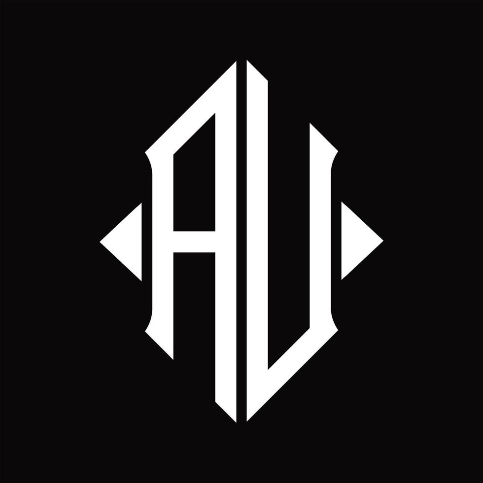Au-Logo-Monogramm mit isolierter Designvorlage in Schildform vektor