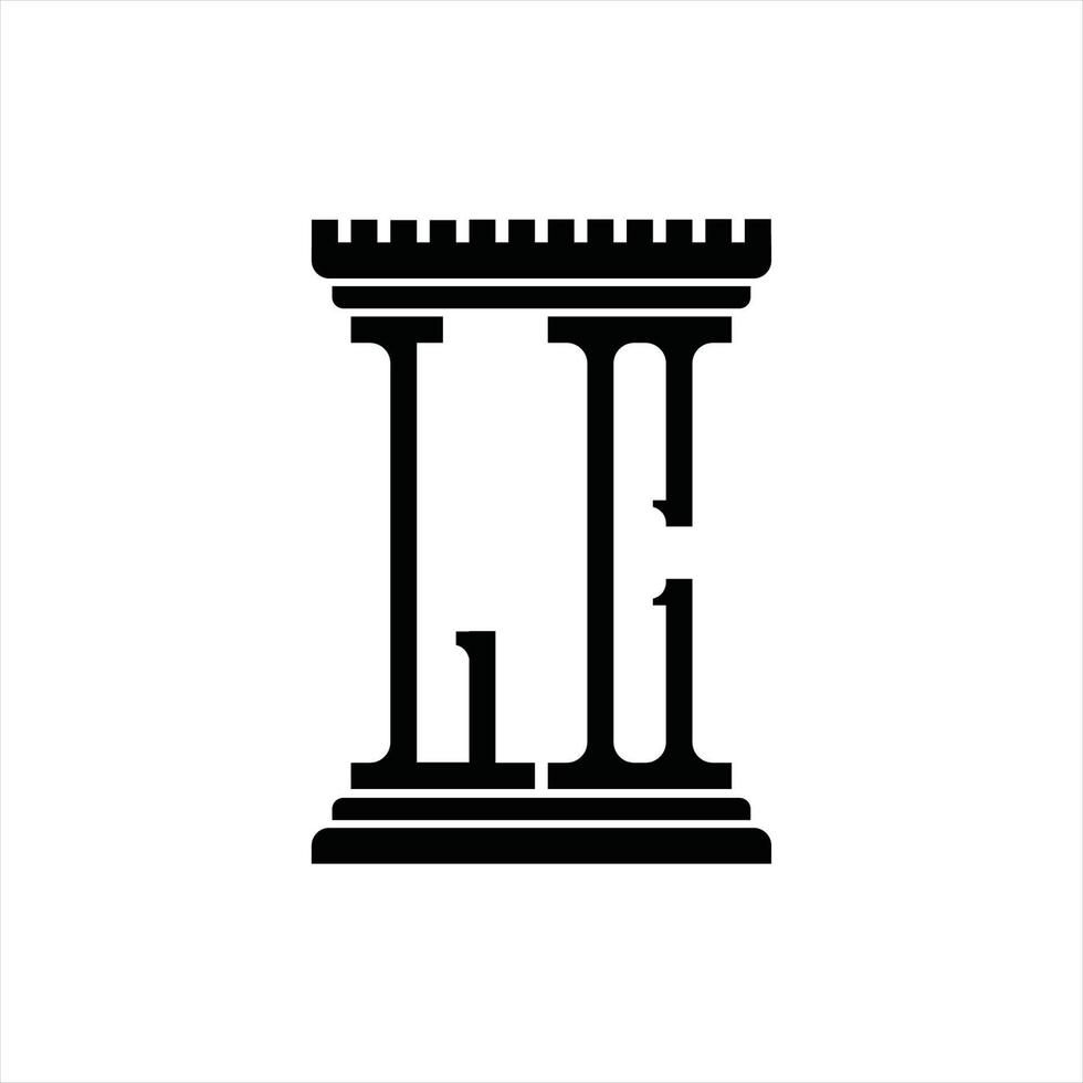 lc-Logo-Monogramm mit Designvorlage in Säulenform vektor