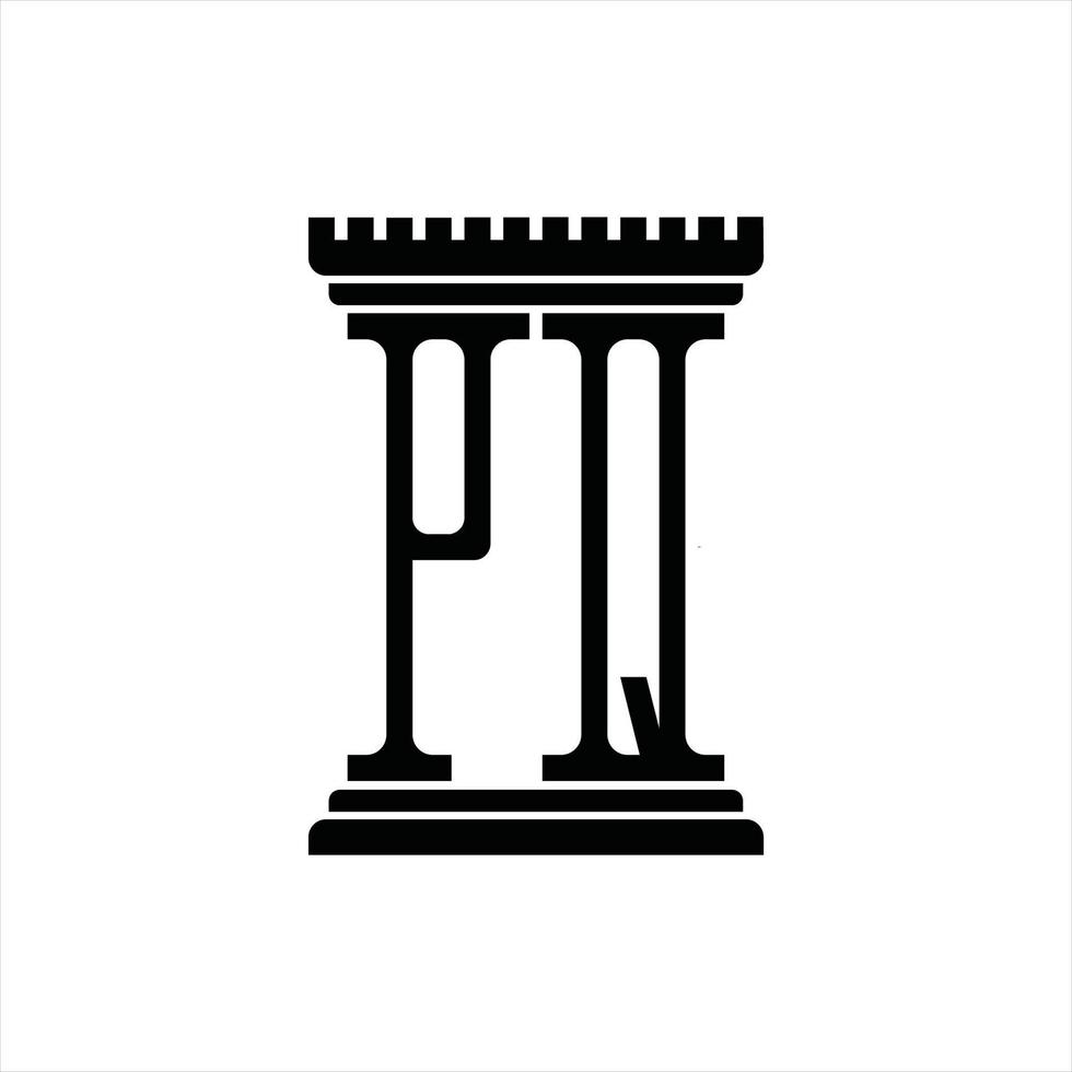 pq logotyp monogram med pelare form design mall vektor