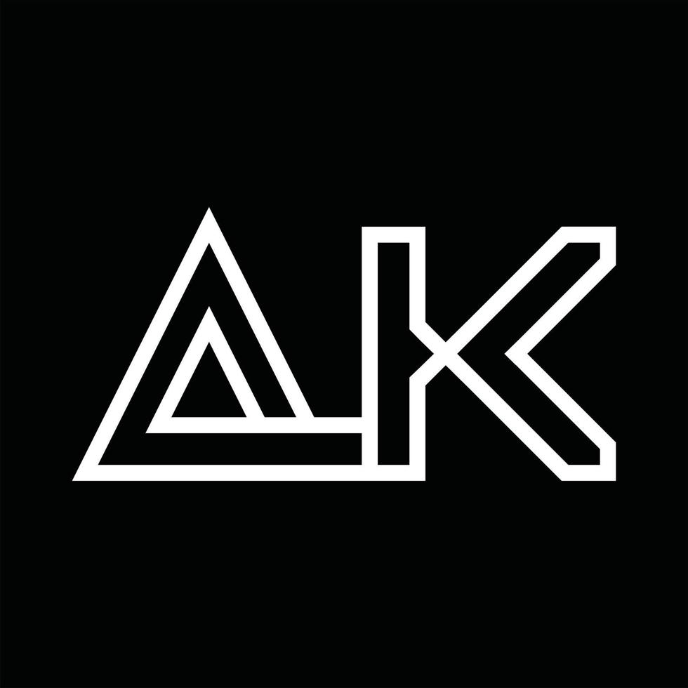 ak-Logo-Monogramm mit negativem Raum im Linienstil vektor