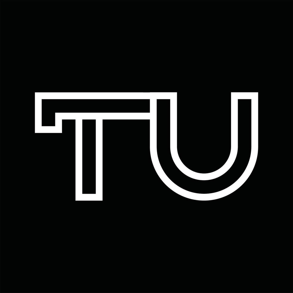 tu-Logo-Monogramm mit negativem Raum im Linienstil vektor