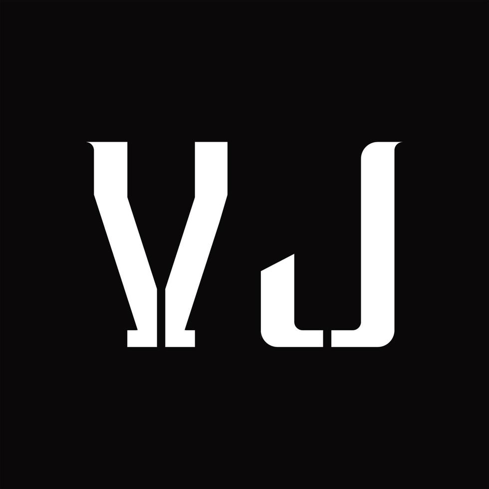 vj logotyp monogram med mitten skiva design mall vektor