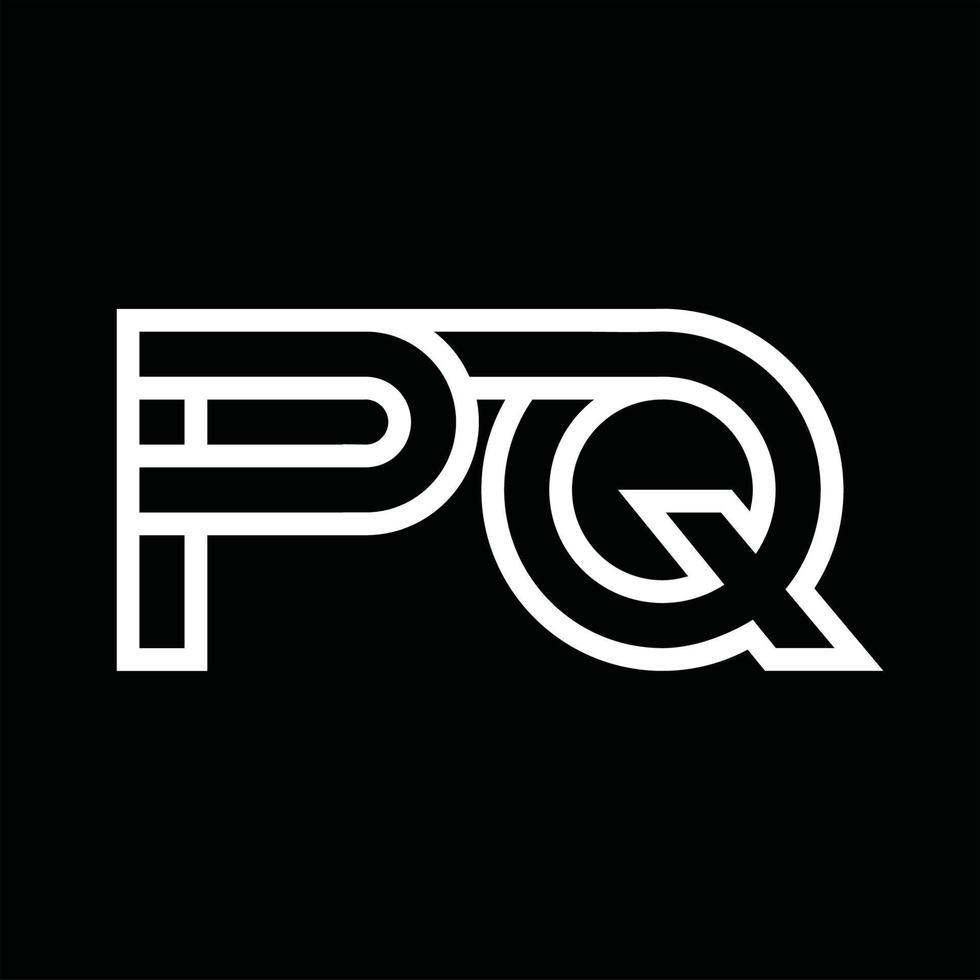 pq-Logo-Monogramm mit negativem Raum im Linienstil vektor
