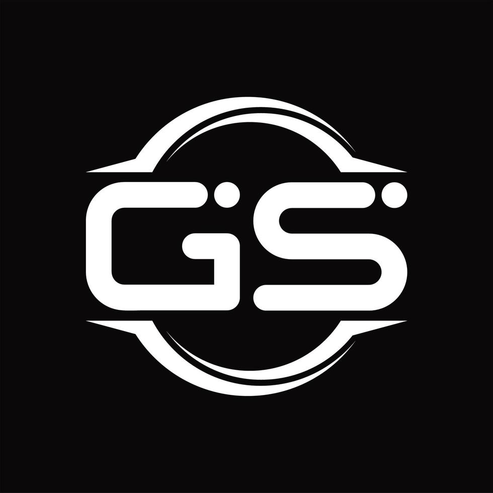 gs-logo-monogramm mit kreis abgerundeter scheibenform-designvorlage vektor