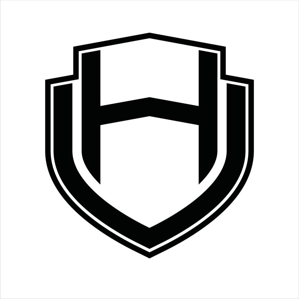 hu logo monogramm vintage designvorlage vektor