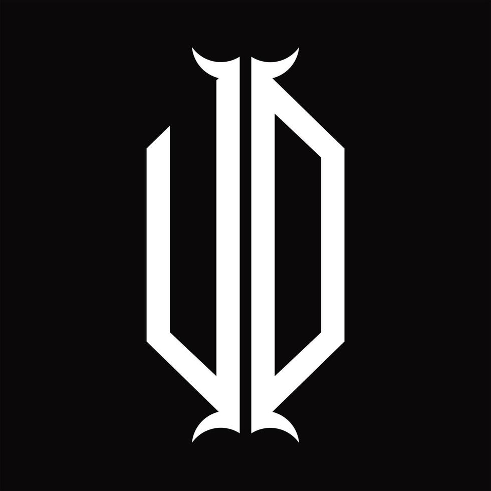 Ud-Logo-Monogramm mit Hornform-Designvorlage vektor