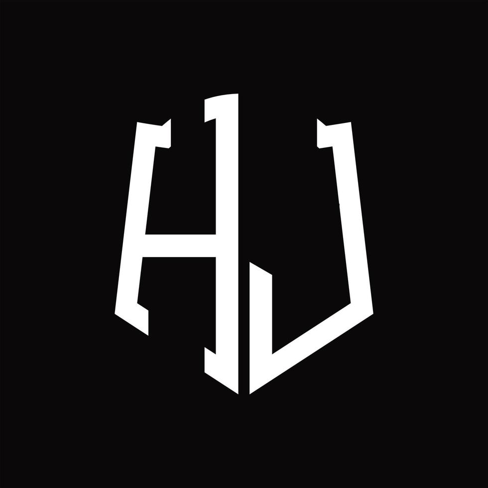 hj-Logo-Monogramm mit Band-Design-Vorlage in Schildform vektor