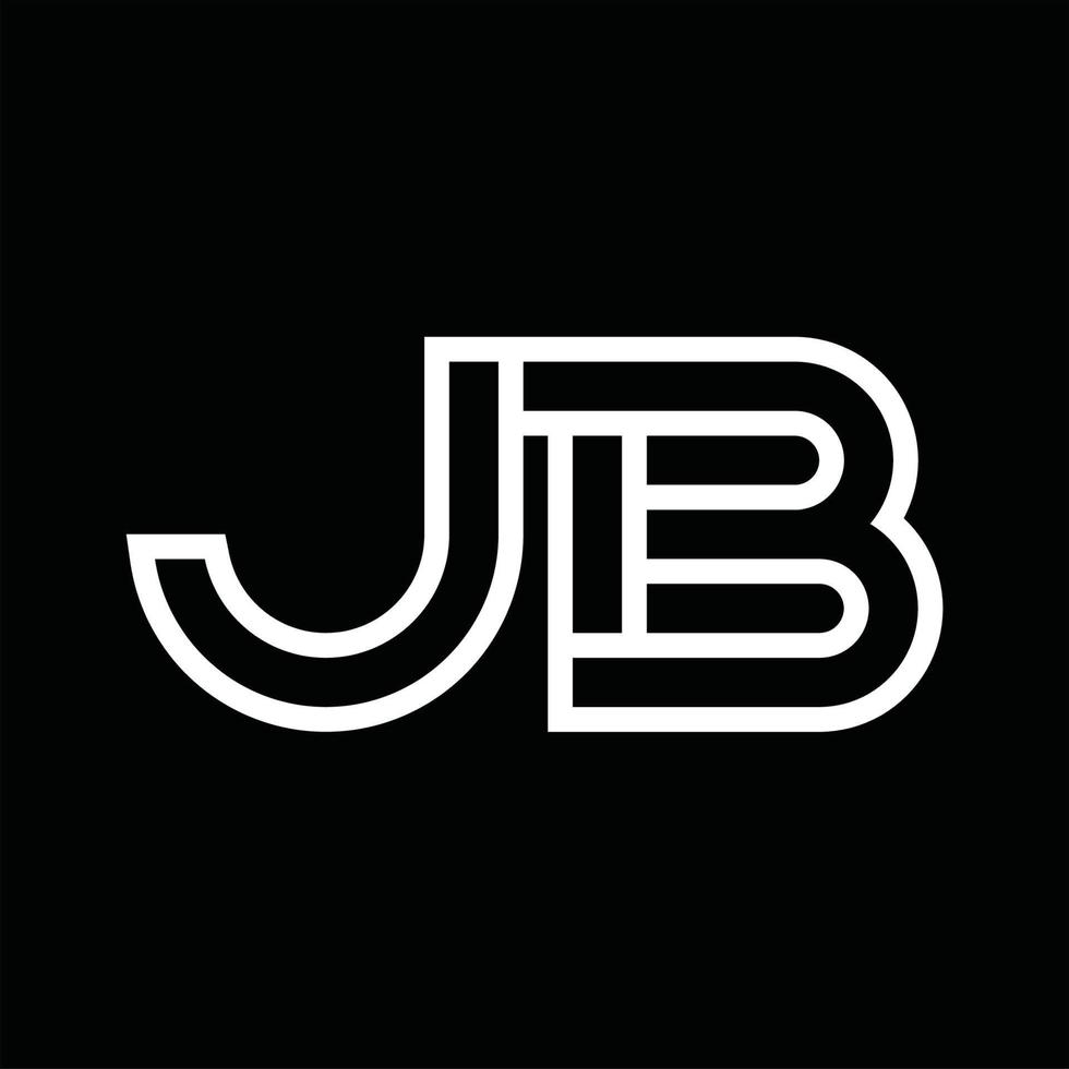 Jb-Logo-Monogramm mit negativem Raum im Linienstil vektor