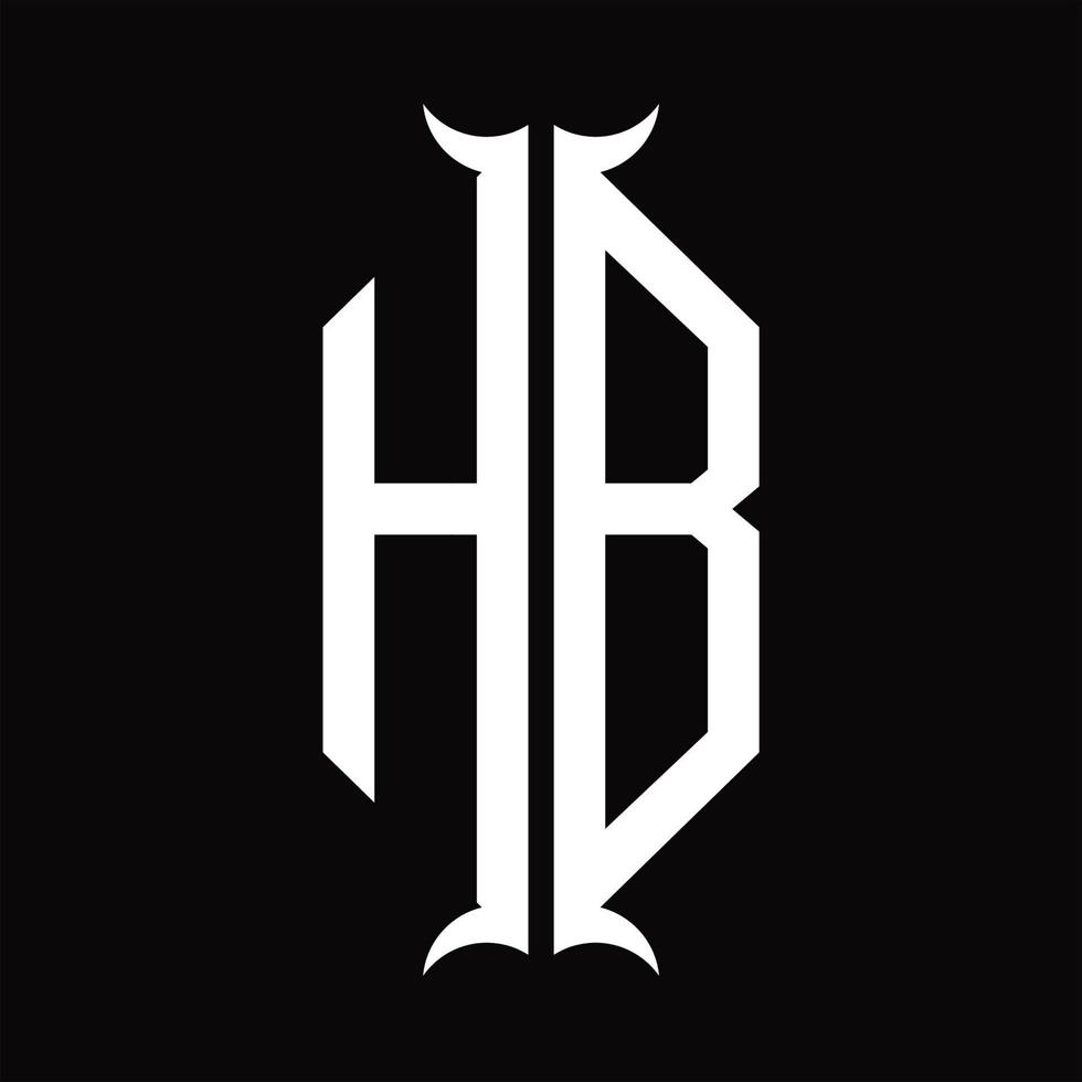 hb logotyp monogram med horn form design mall vektor