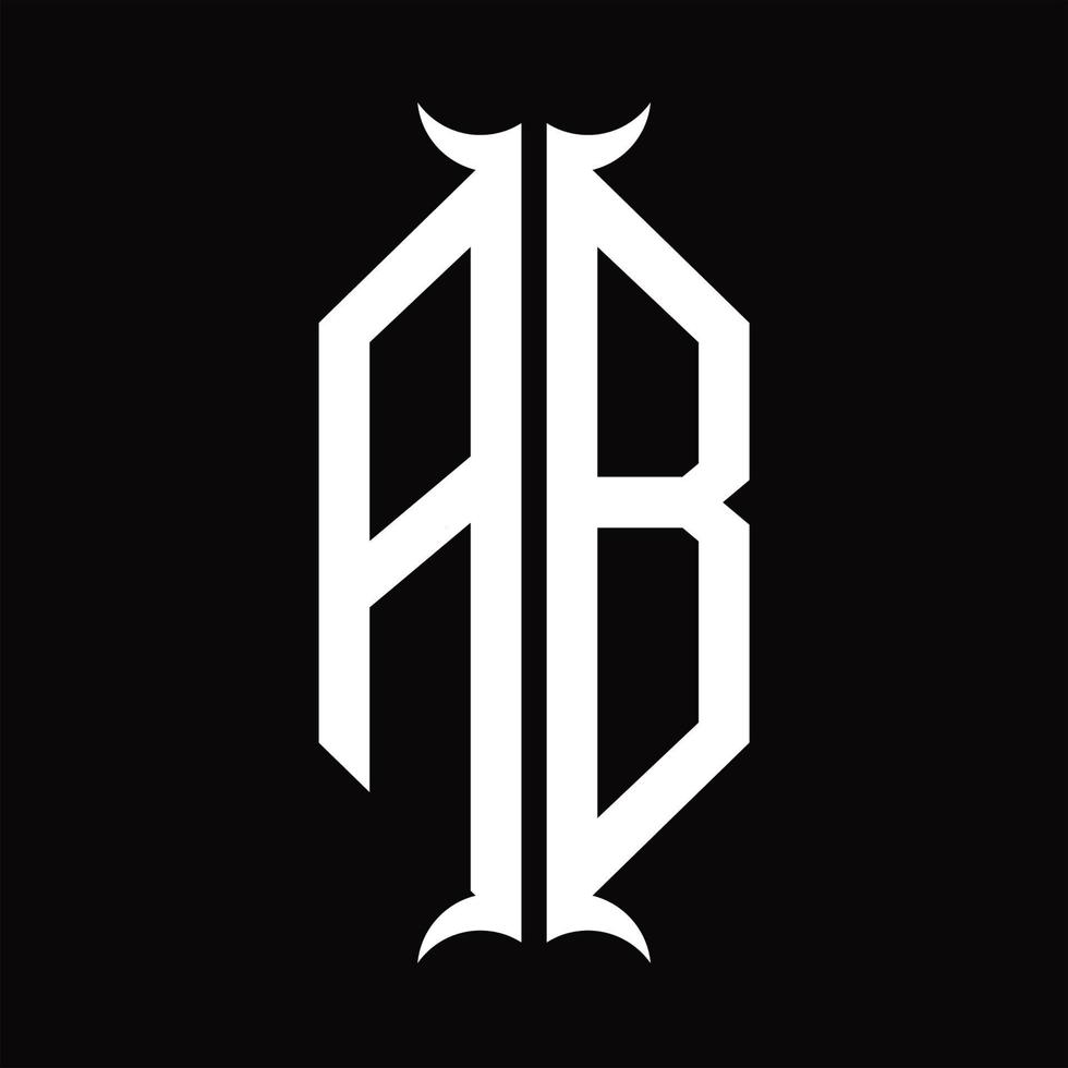 ab logotyp monogram med horn form design mall vektor