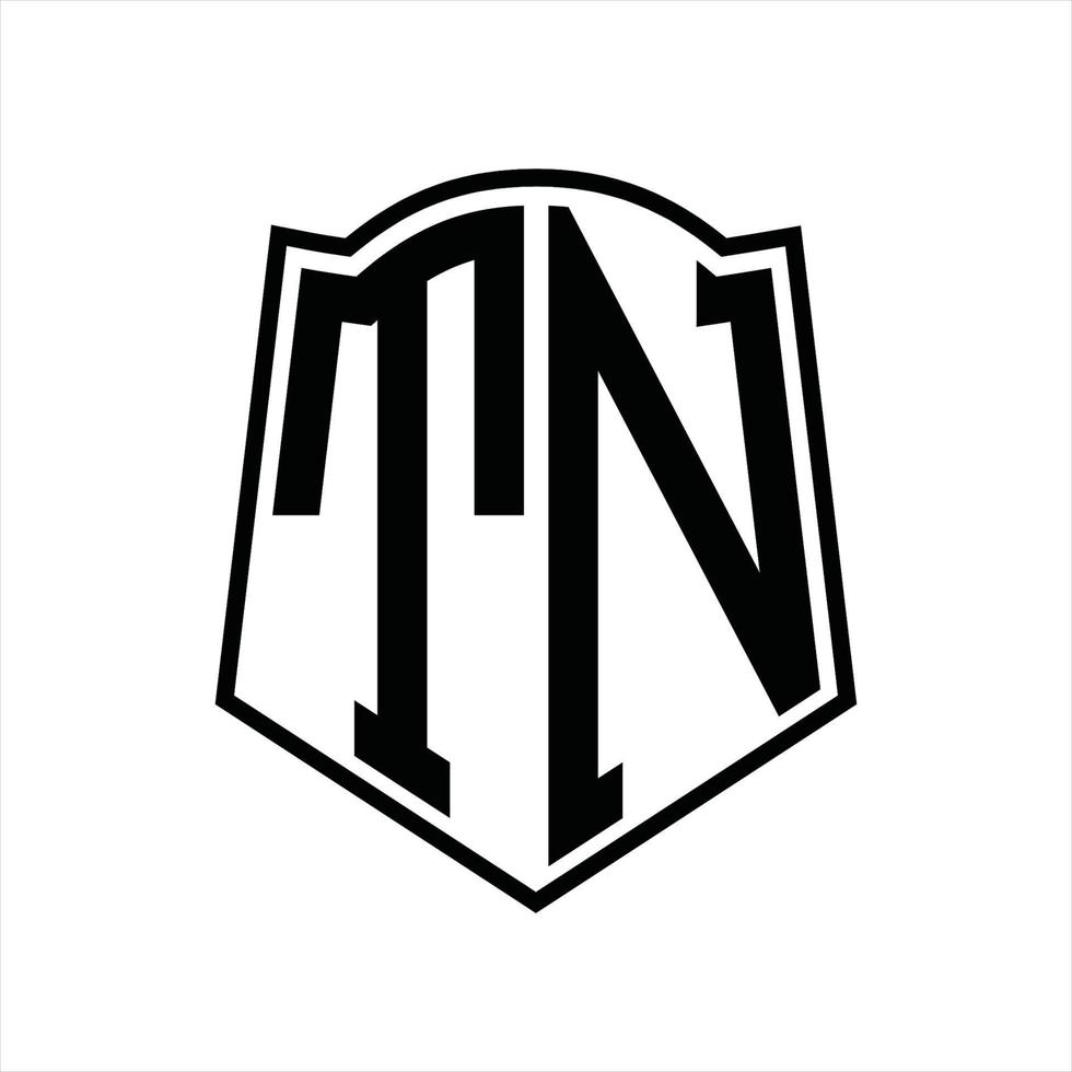 tn-Logo-Monogramm mit Schildform-Entwurfsvorlage vektor