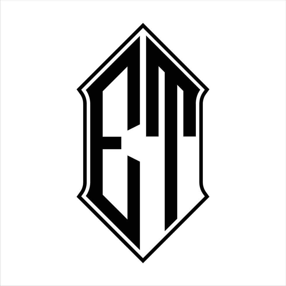 et-Logo-Monogramm mit Schildform und Umriss-Design-Vorlage Vektorsymbol abstrakt vektor