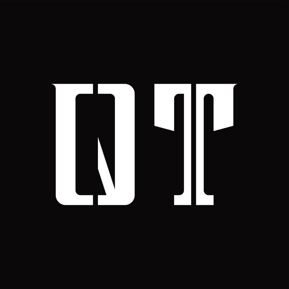 qt-Logo-Monogramm mit Designvorlage für mittlere Scheiben vektor
