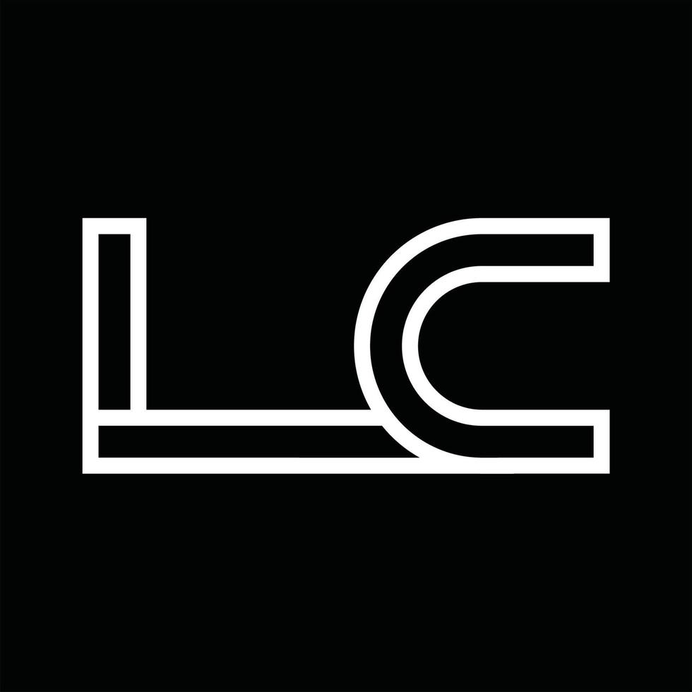 lc-Logo-Monogramm mit negativem Raum im Linienstil vektor