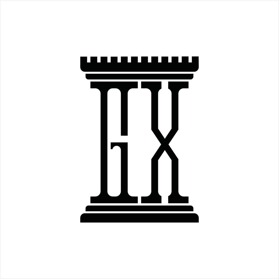 gx-Logo-Monogramm mit Designvorlage in Säulenform vektor