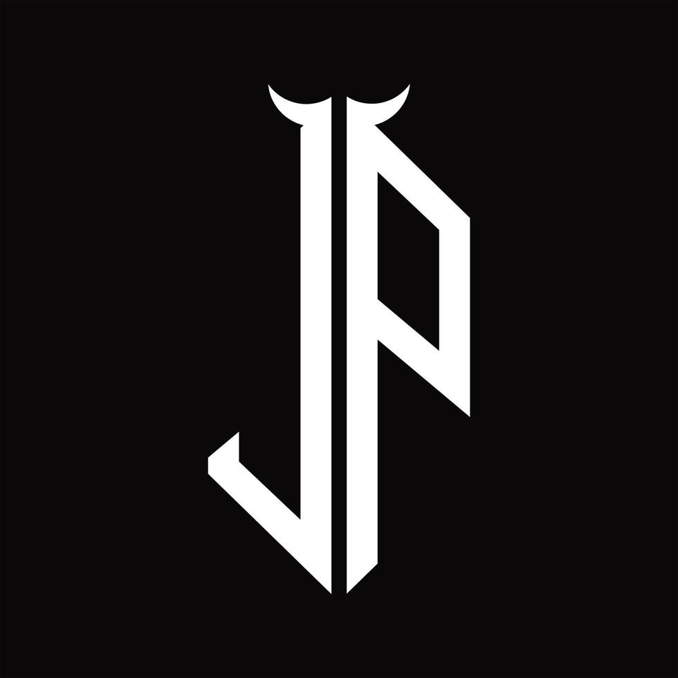logotyp monogram med horn form isolerat svart och vit design mall vektor