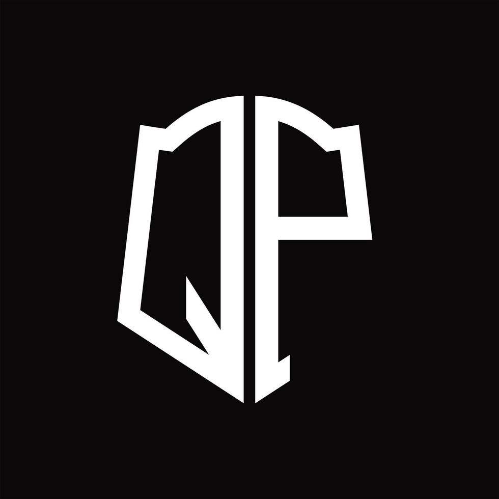 qp logotyp monogram med skydda form band design mall vektor