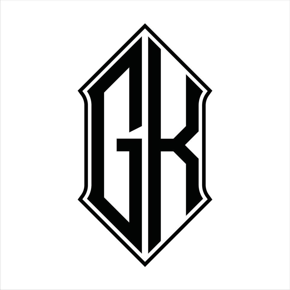 gk logotyp monogram med sköldform och översikt design mall vektor ikon abstrakt