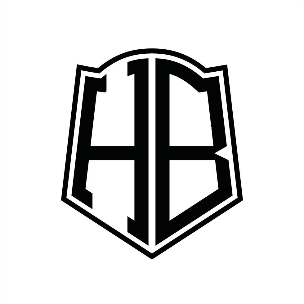 hb logotyp monogram med skydda form översikt design mall vektor
