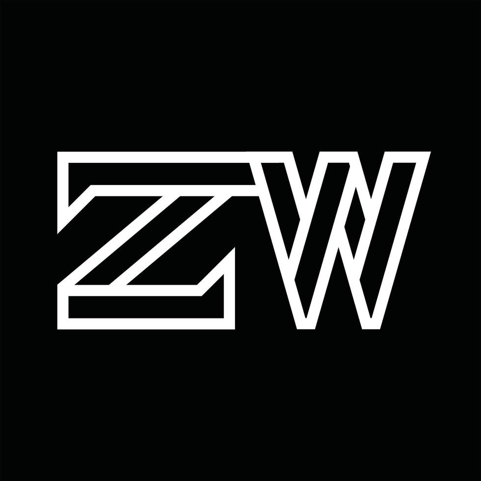 zw logotyp monogram med linje stil negativ Plats vektor