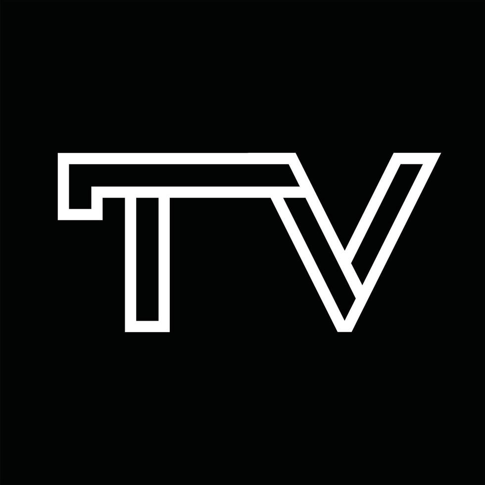 TV logotyp monogram med linje stil negativ Plats vektor