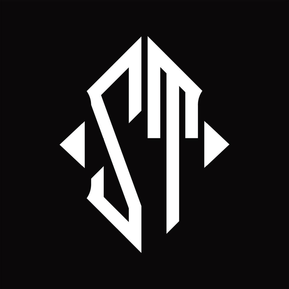 zt logotyp monogram med skydda form isolerat design mall vektor