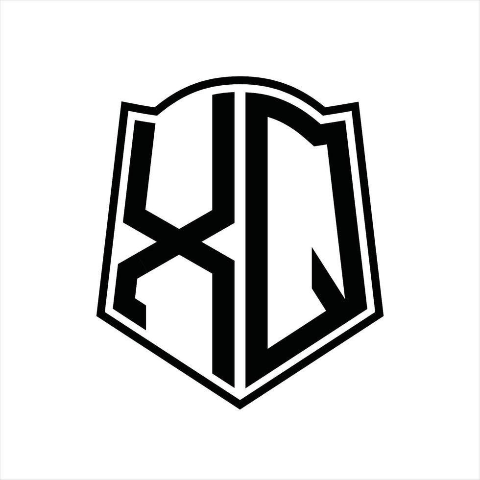 xq-Logo-Monogramm mit Schildform-Entwurfsvorlage vektor