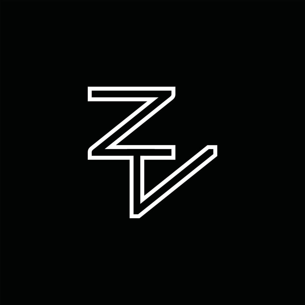 zv-Logo-Monogramm mit Linienstil-Designvorlage vektor