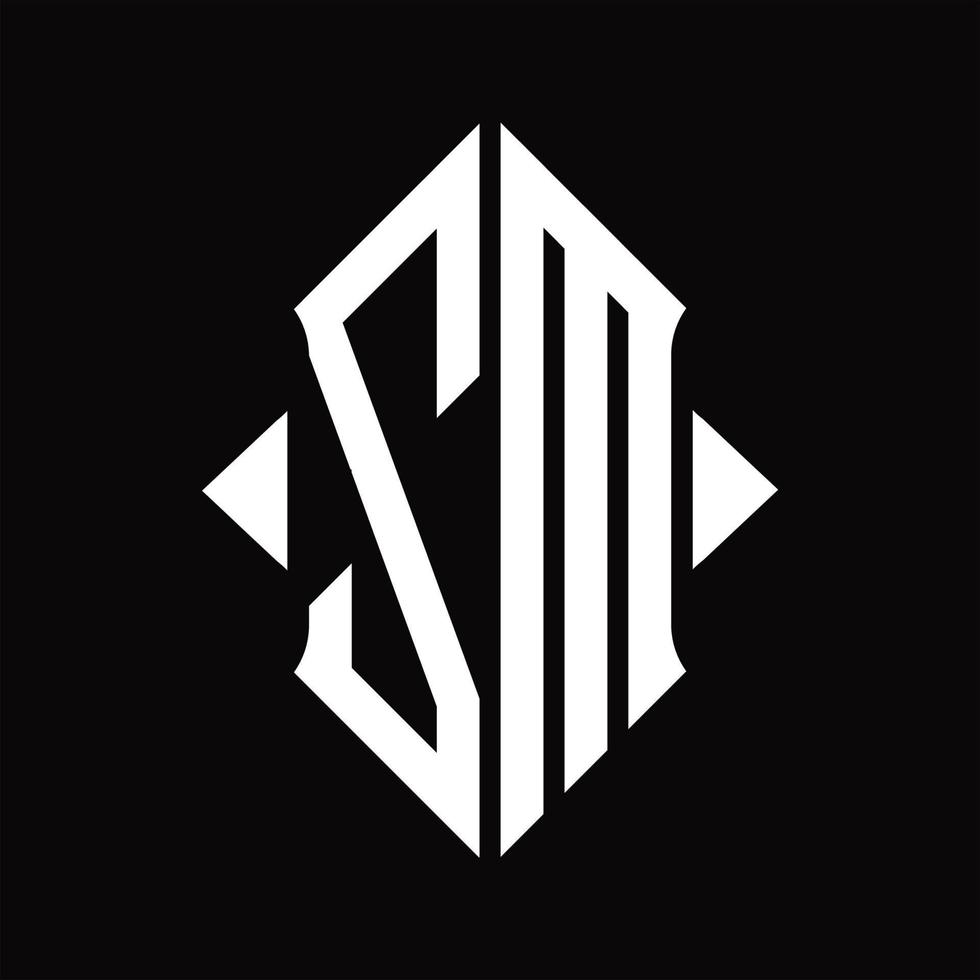 zm logotyp monogram med skydda form isolerat design mall vektor