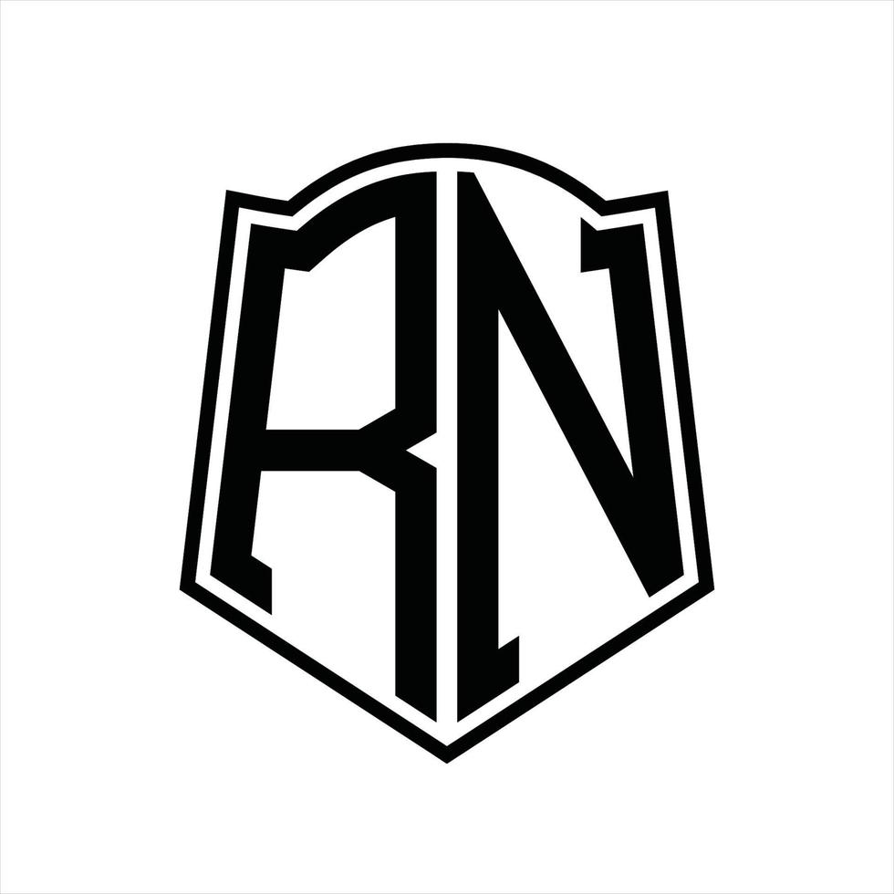 rn-Logo-Monogramm mit Schildform-Entwurfsvorlage vektor