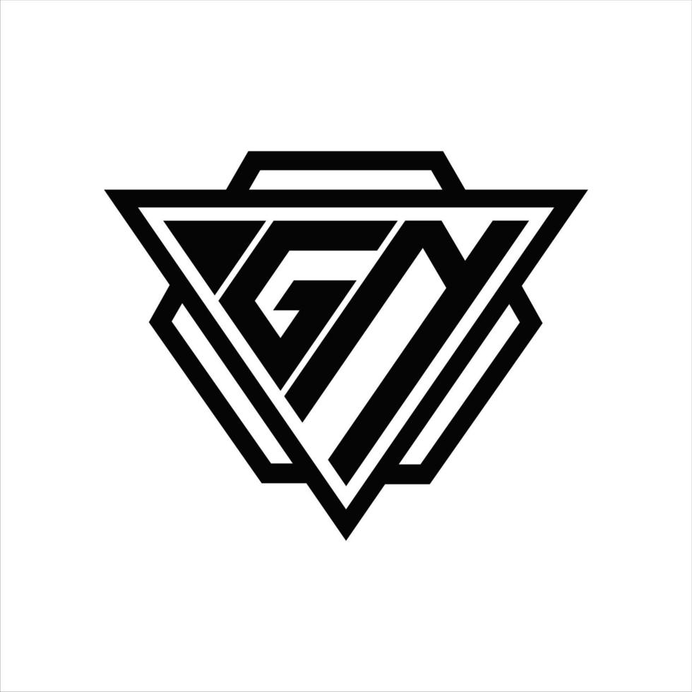 gn logotyp monogram med triangel och sexhörning mall vektor