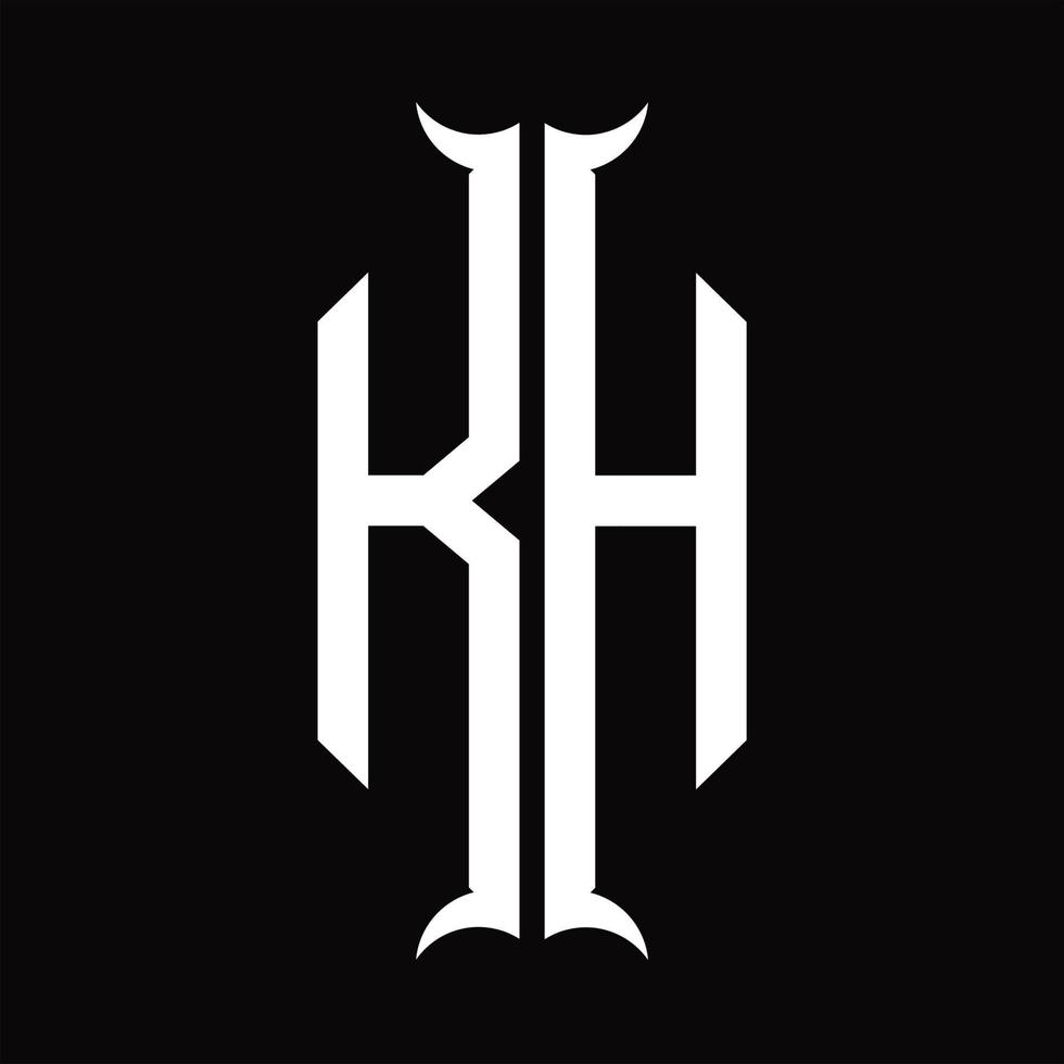 kh logotyp monogram med horn form design mall vektor