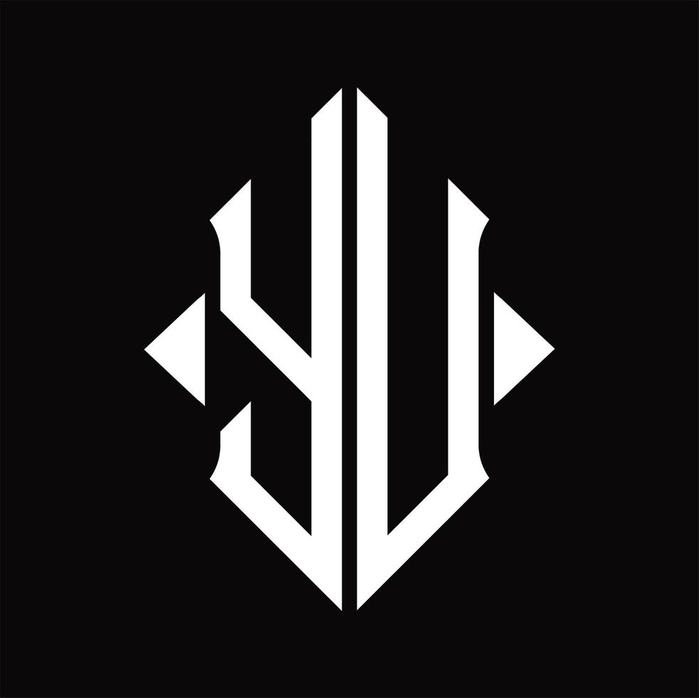 yu-Logo-Monogramm mit isolierter Designvorlage in Schildform vektor