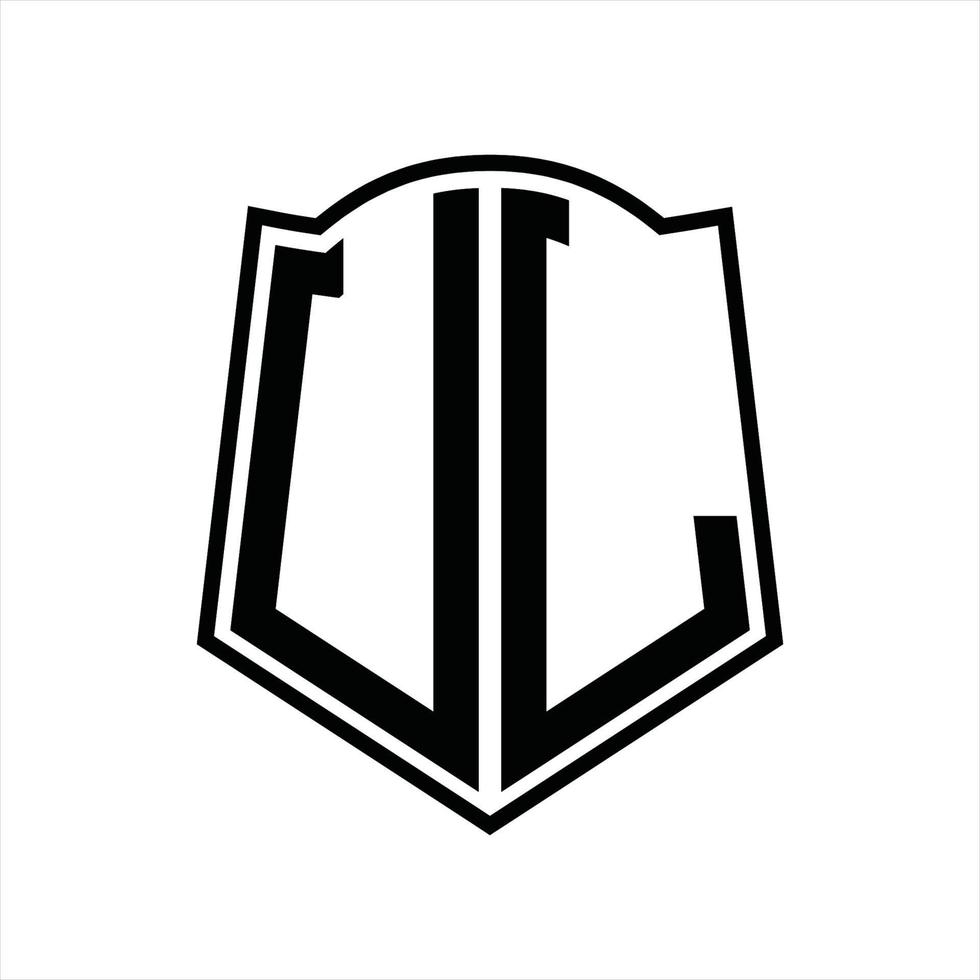 ul-Logo-Monogramm mit Schildform-Entwurfsvorlage vektor