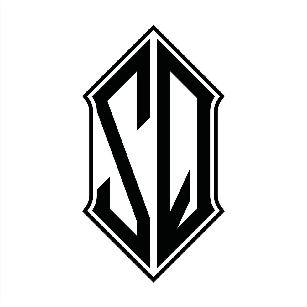 zq-Logo-Monogramm mit Schildform und Umriss-Design-Vorlage Vektorsymbol abstrakt vektor