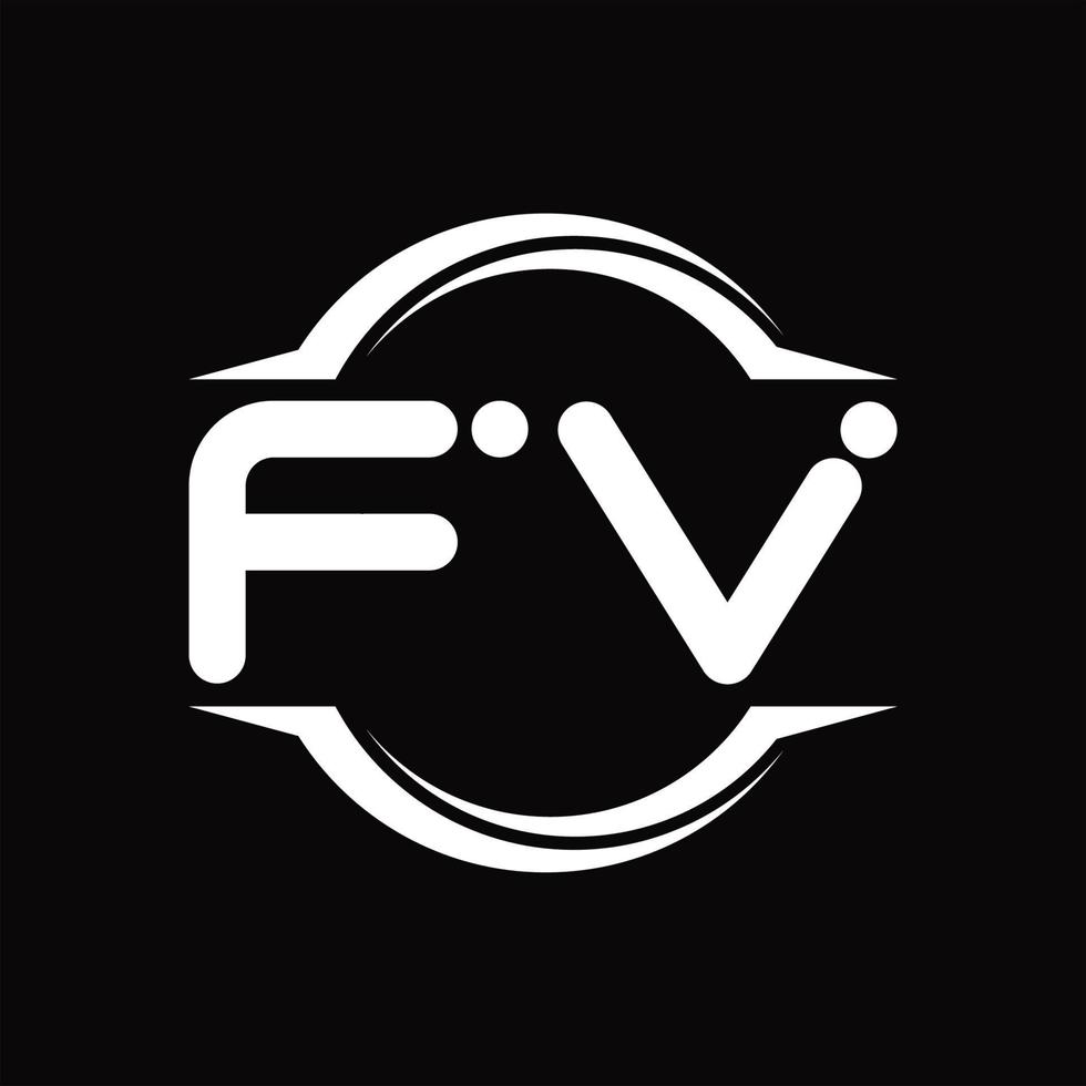 fv-Logo-Monogramm mit Kreis abgerundeter Scheibenform-Designvorlage vektor