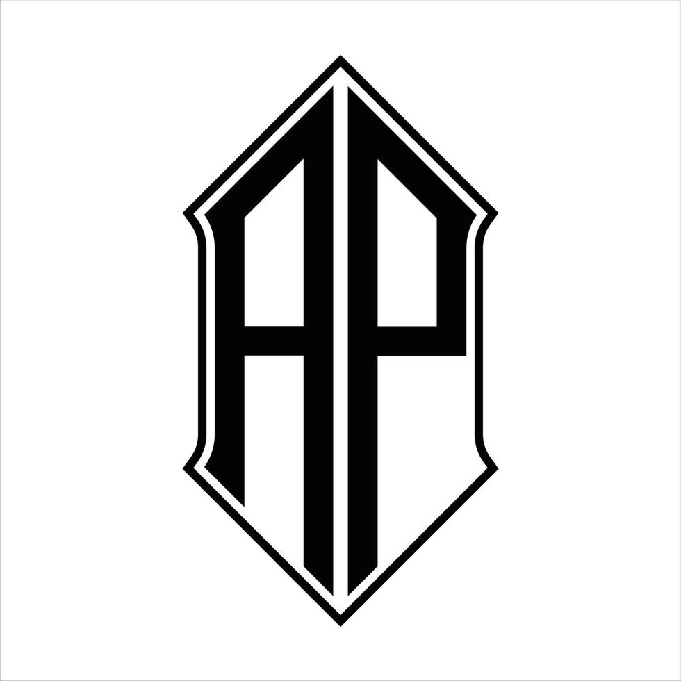 ap logotyp monogram med sköldform och översikt design mall vektor ikon abstrakt