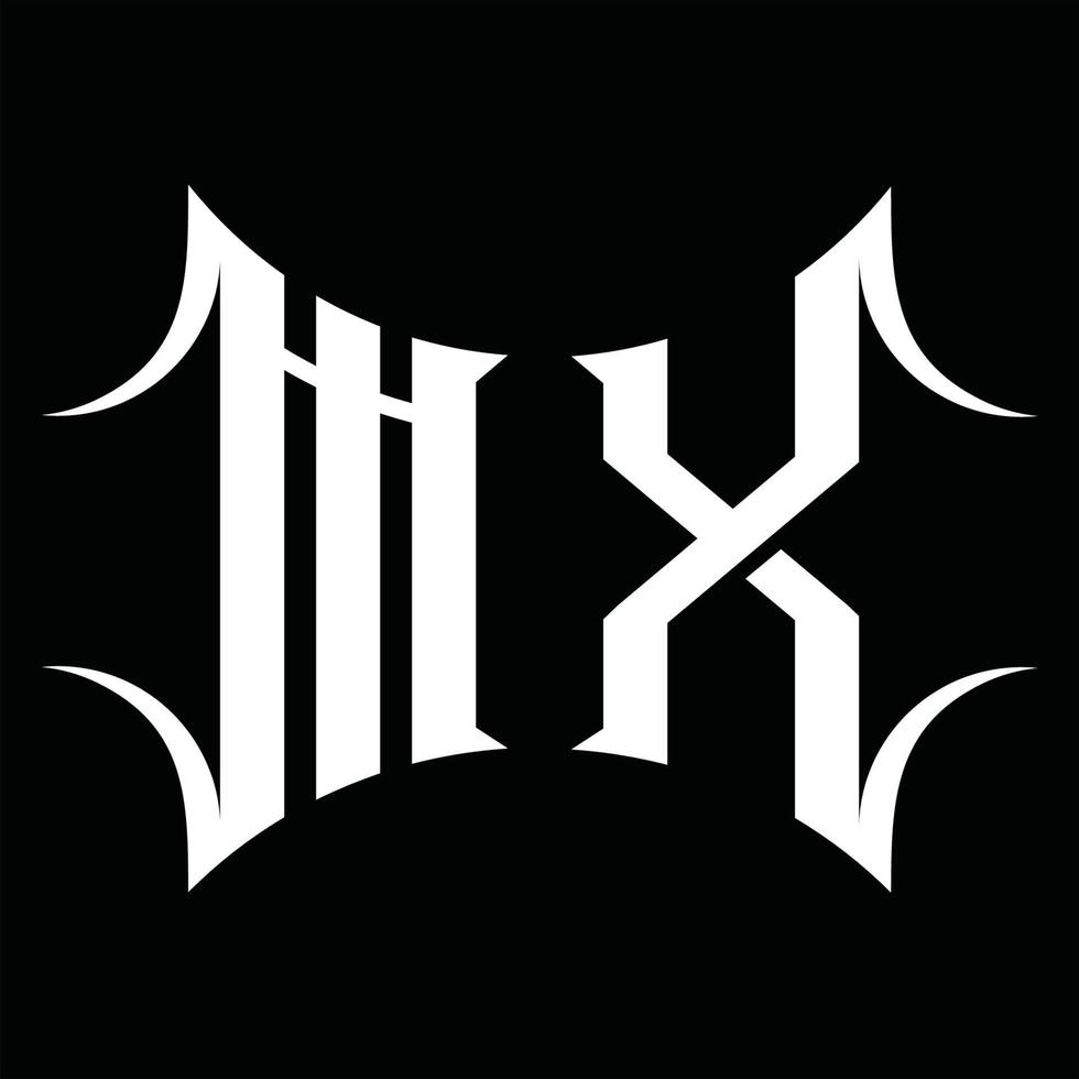 mx logotyp monogram med abstrakt form design mall vektor