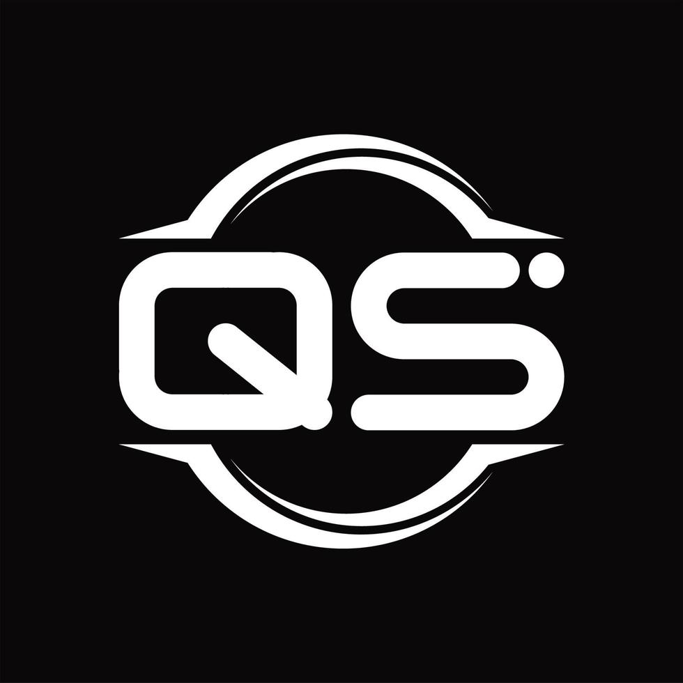 qs-Logo-Monogramm mit Kreis abgerundeter Scheibenform-Designvorlage vektor