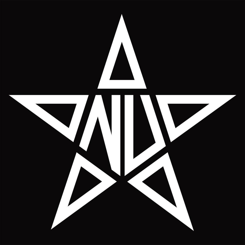 nu logotyp monogram med stjärna form design mall vektor