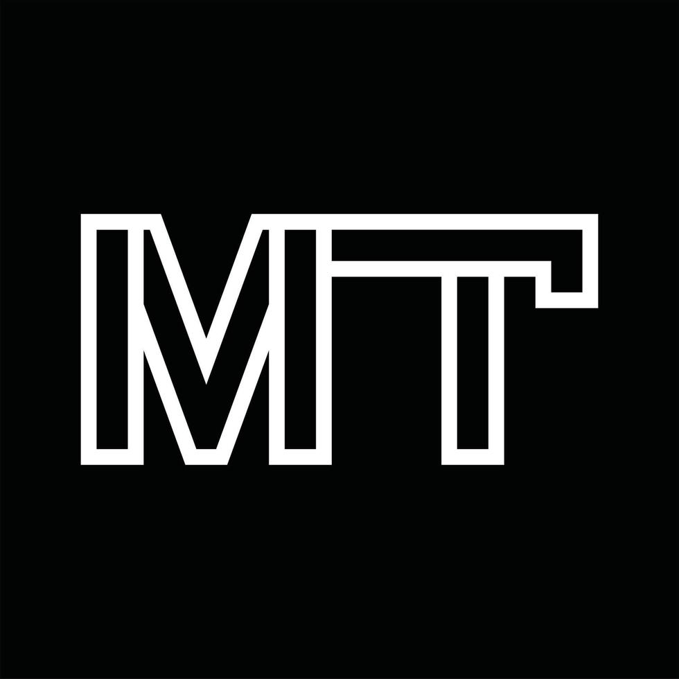 mt-Logo-Monogramm mit negativem Raum im Linienstil vektor