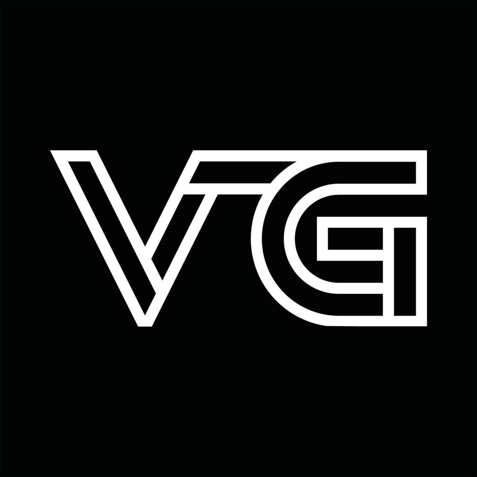 VG-Logo-Monogramm mit negativem Raum im Linienstil vektor