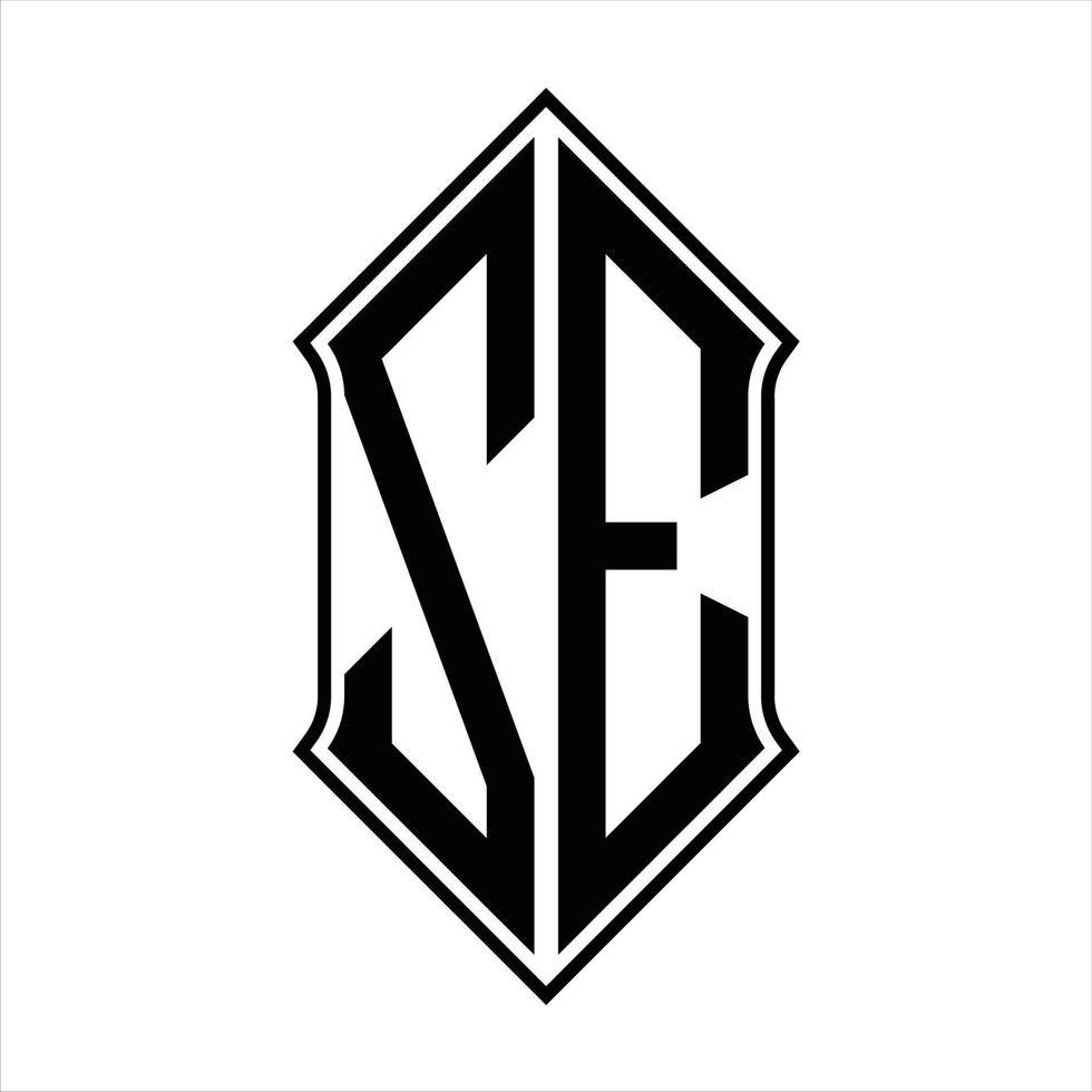 ze logotyp monogram med sköldform och översikt design mall vektor ikon abstrakt