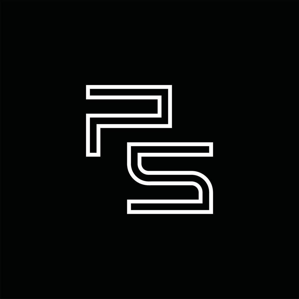 PS-Logo-Monogramm mit Linienstil-Designvorlage vektor